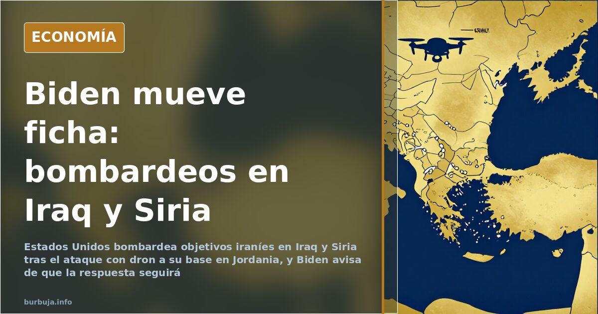 Silueta de un dron sin tripular sobre un mapa estilizado del estrecho de Ormuz en azul marino y dorado