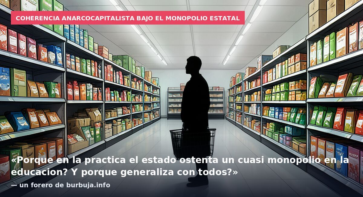 Coherencia anarcocapitalista bajo el monopolio estatal: «Porque en la practica el estado ostenta un cuasi monopolio en la educacion? Y porque generaliza con todos?» — un forero de burbuja.info