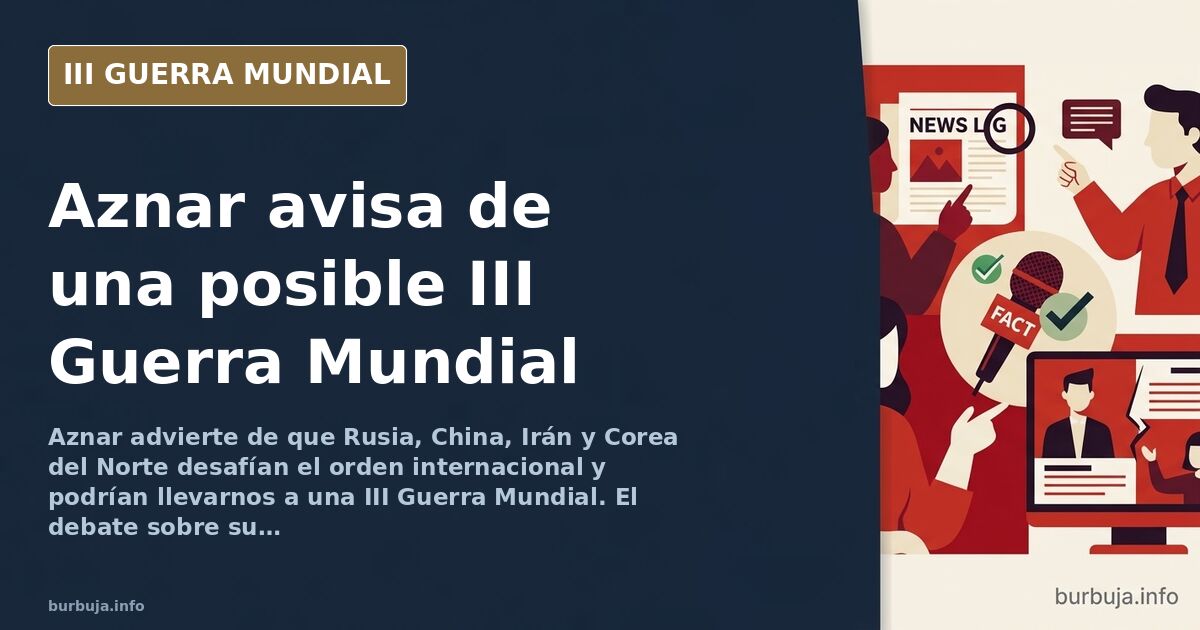 Silueta de José María Aznar ante un mapamundi con zonas de conflicto y equipamiento militar