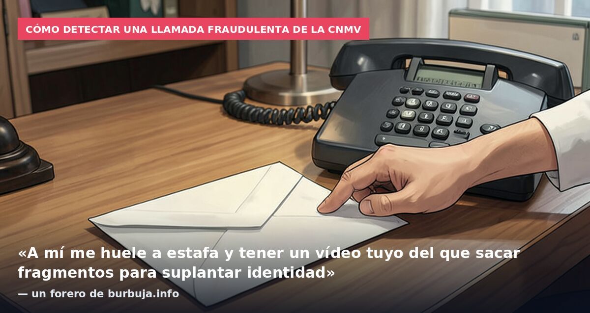 Cómo detectar una llamada fraudulenta de la CNMV: «A mí me huele a estafa y tener un vídeo tuyo del que sacar fragmentos para suplantar identidad» — un forero de burbuja.info