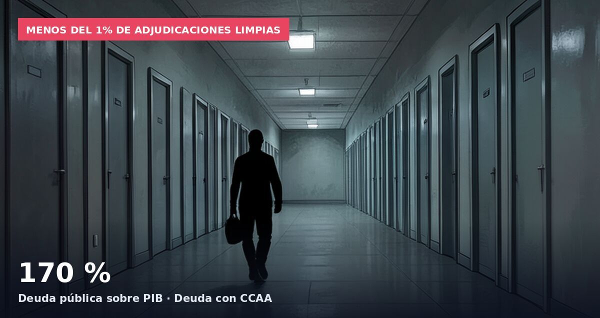 Menos del 1% de adjudicaciones limpias: 170 % Deuda pública sobre PIB · Deuda con CCAA