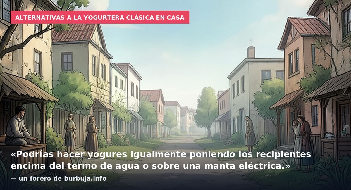 Alternativas a la yogurtera clásica en casa: «Podrías hacer yogures igualmente poniendo los recipientes encima del termo de agua o sobre una manta eléctrica.» — un forero de burbuja.info