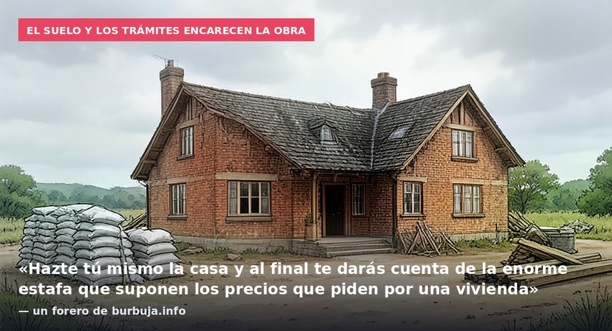 El suelo y los trámites encarecen la obra: «Hazte tú mismo la casa y al final te darás cuenta de la enorme estafa que suponen los precios que piden por una vivienda» — un forero de burbuja.info