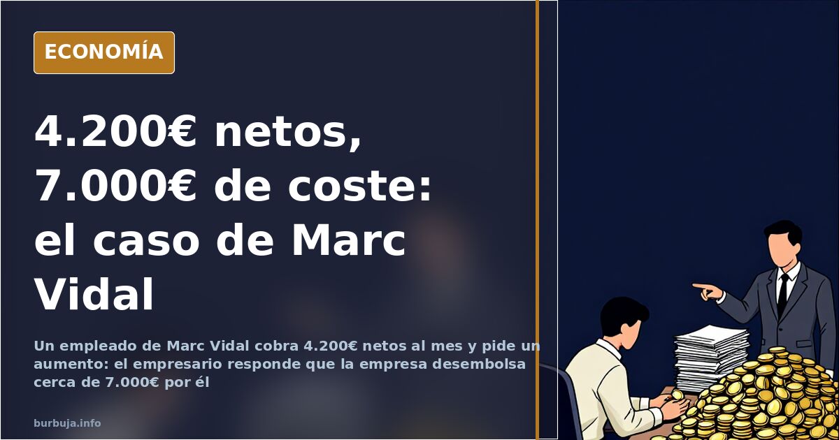 Ilustración de una nómina desglosada: 4.200 euros netos frente al coste total que asume la empresa por el trabajador