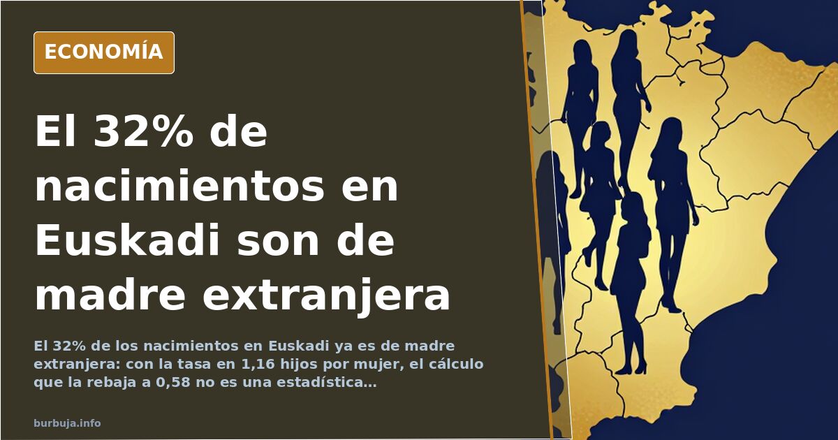 Ilustración editorial sobre la caída de la natalidad en el País Vasco con siluetas femeninas y una curva descendente