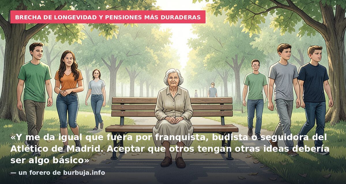 Brecha de longevidad y pensiones más duraderas: «Y me da igual que fuera por franquista, budista o seguidora del Atlético de Madrid. Aceptar que otros tengan otras ideas debería ser algo básico» — un forero de burbuja.info