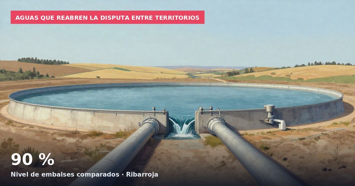 Aguas que reabren la disputa entre territorios: 90 % Nivel de embalses comparados · Ribarroja