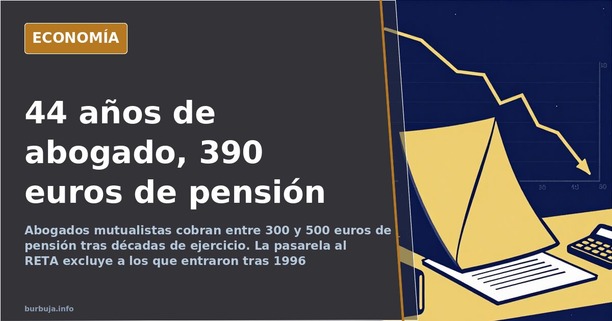 Pensión de 390 euros tras 44 años como abogado mutualista
