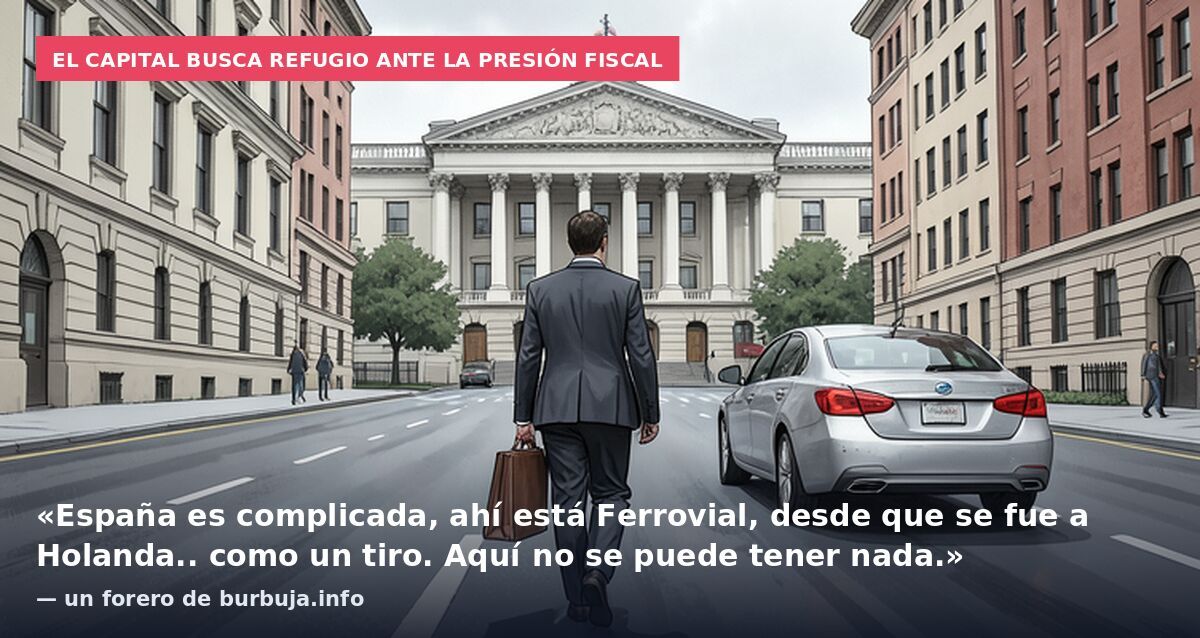 El capital busca refugio ante la presión fiscal: «España es complicada, ahí está Ferrovial, desde que se fue a Holanda.. como un tiro. Aquí no se puede tener nada.» — un forero de burbuja.info