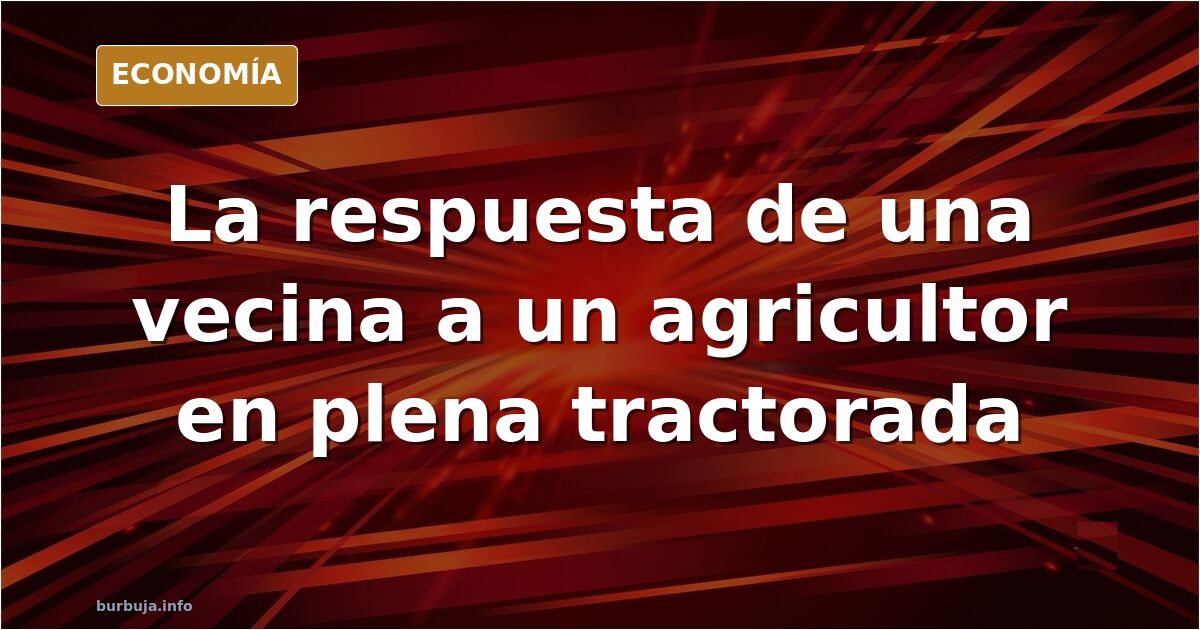 Ilustración editorial de una tractorada con tractores cortando una carretera y una vecina increpando a un agricultor