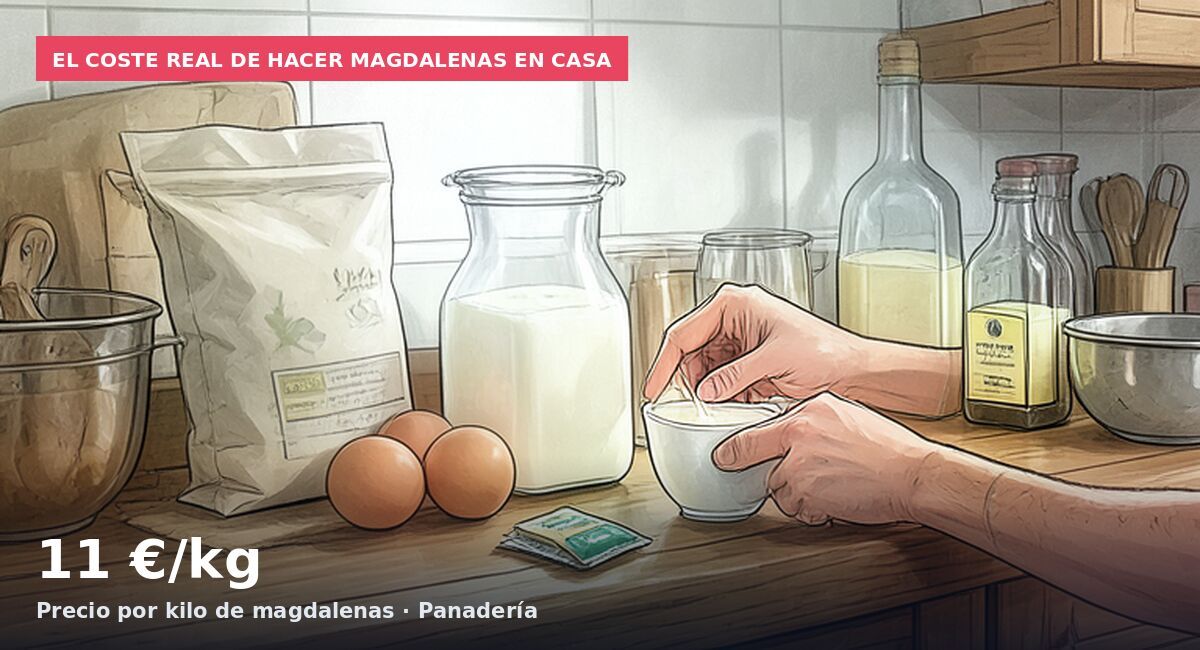 El coste real de hacer magdalenas en casa: 11 €/kg Precio por kilo de magdalenas · Panadería