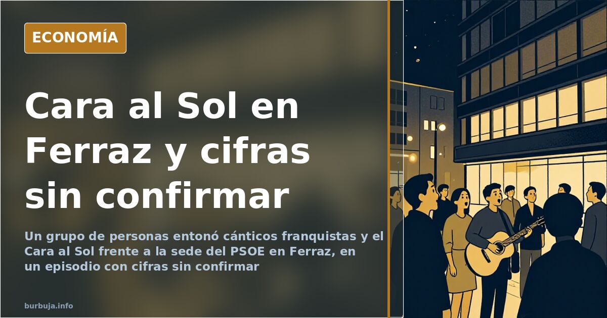 Concentración frente a la sede del PSOE en la calle Ferraz durante una protesta en la que se cantó el Cara al Sol