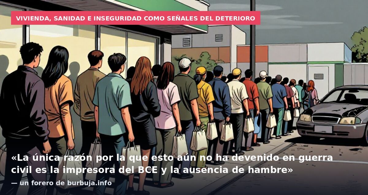 Vivienda, sanidad e inseguridad como señales del deterioro: «La única razón por la que esto aún no ha devenido en guerra civil es la impresora del BCE y la ausencia de hambre» — un forero de burbuja.info