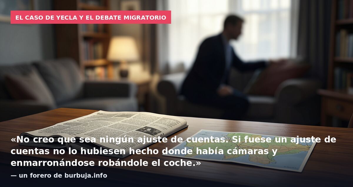 El caso de Yecla y el debate migratorio: «No creo que sea ningún ajuste de cuentas. Si fuese un ajuste de cuentas no lo hubiesen hecho donde había cámaras y enmarronándose robándole el coche.» — un forero de burbuja.info