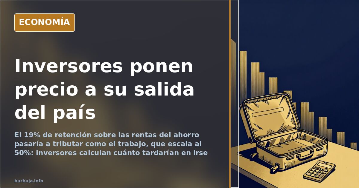 Maleta abierta junto a una calculadora y un gráfico de tipos impositivos sobre fondo azul marino