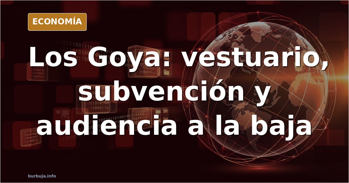 Ilustración editorial en azul marino y dorado de una alfombra de los Premios Goya con figuras elegantes de espaldas