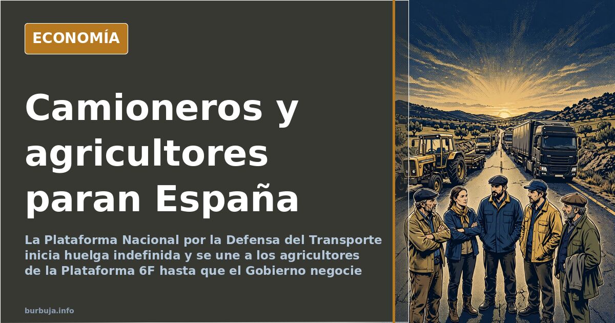 Camión de transporte de mercancías en una carretera española durante una huelga de camioneros y agricultores