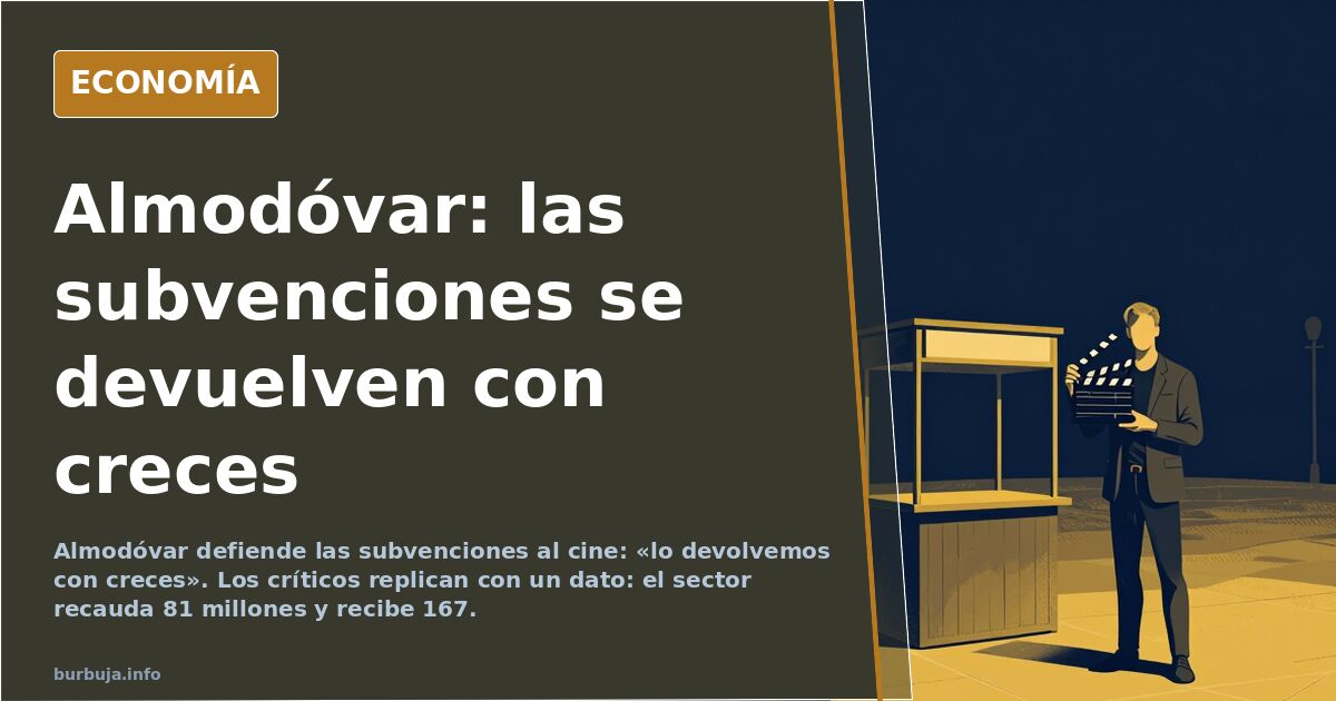 Ilustración editorial de un director de cine con claqueta y billetes saliendo de una cartera pública hacia un paraíso fiscal
