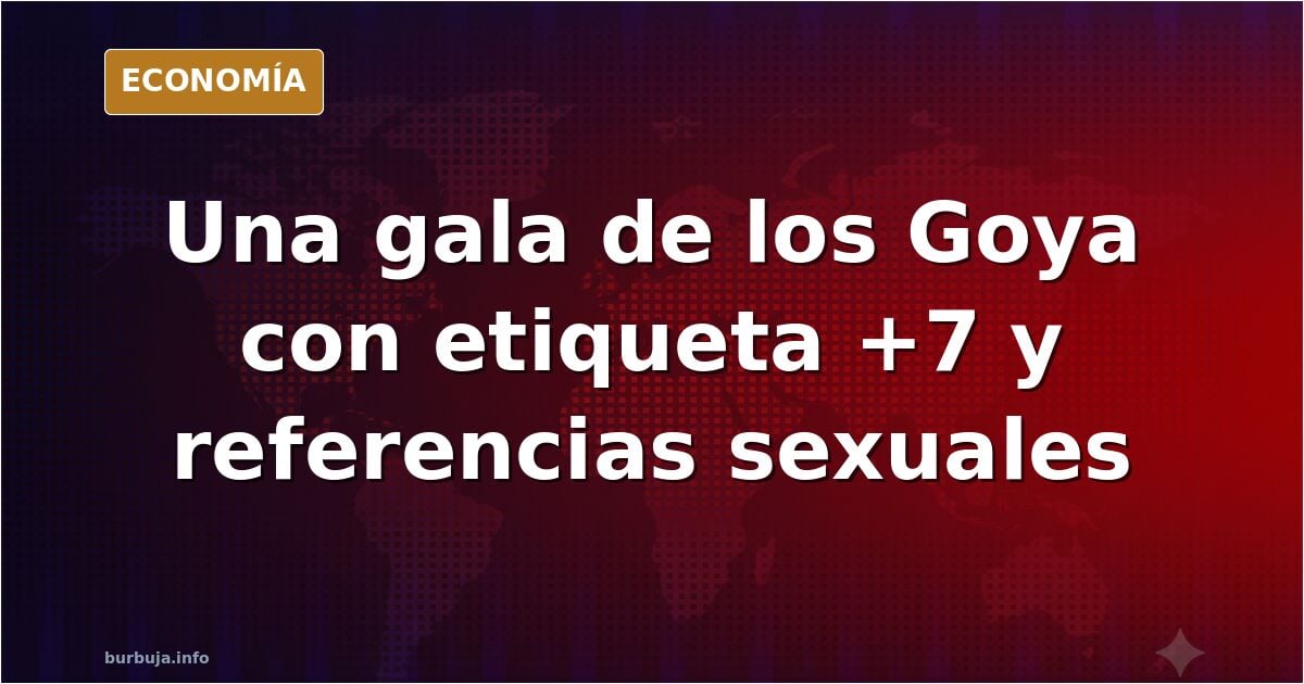 Escenario de los Premios Goya con pantallas de fondo y un símbolo +7 en la esquina inferior derecha rodeado de butacas