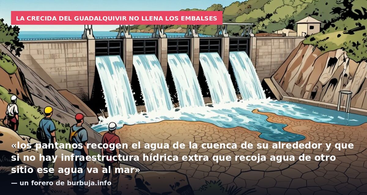 La crecida del Guadalquivir no llena los embalses: «los pantanos recogen el agua de la cuenca de su alrededor y que si no hay infraestructura hídrica extra que recoja agua de otro sitio ese agua va al mar» — un forero de burbuja.info