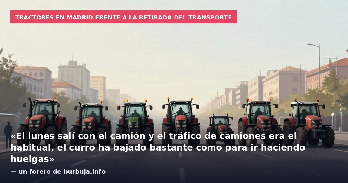Tractores en Madrid frente a la retirada del transporte: «El lunes salí con el camión y el tráfico de camiones era el habitual, el curro ha bajado bastante como para ir haciendo huelgas» — un forero de burbuja.info