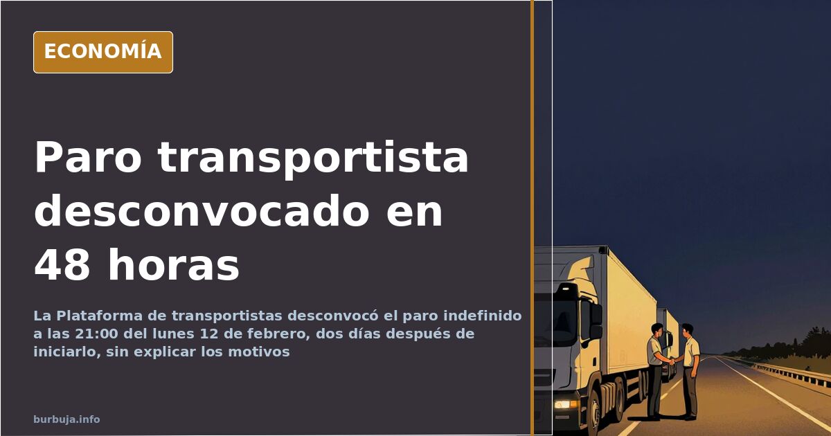 Camión de transporte de mercancías estacionado en una carretera española durante una jornada de paro del sector