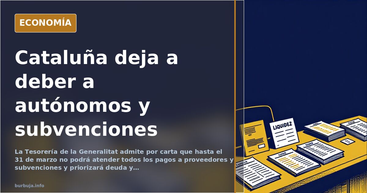Mostrador de pagos de una administración con facturas de proveedores apiladas bajo un aviso de liquidez pendiente