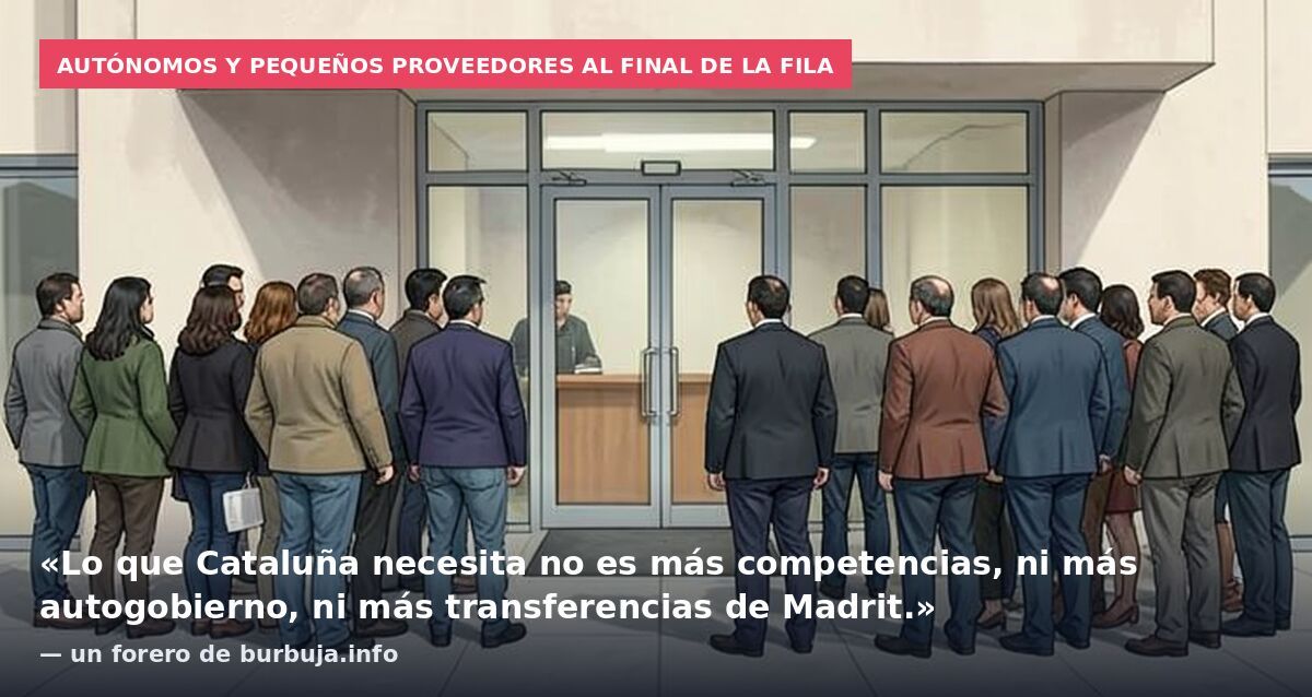 Autónomos y pequeños proveedores al final de la fila: «Lo que Cataluña necesita no es más competencias, ni más autogobierno, ni más transferencias de Madrit.» — un forero de burbuja.info