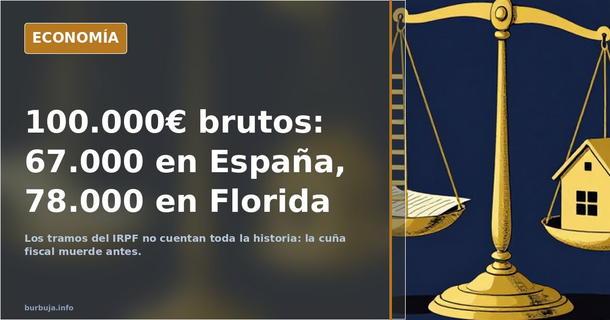 IRPF España vs EEUU: con 100.000€ brutos quedan 67.000 o 78.000
