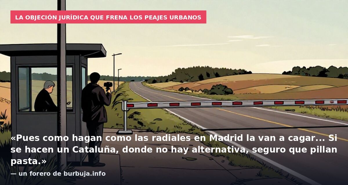 La objeción jurídica que frena los peajes urbanos: «Pues como hagan como las radiales en Madrid la van a cagar... Si se hacen un Cataluña, donde no hay alternativa, seguro que pillan pasta.» — un forero de burbuja.info