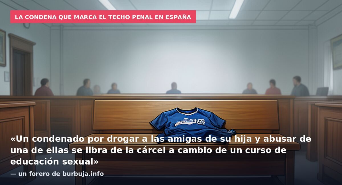 La condena que marca el techo penal en España: «Un condenado por drogar a las amigas de su hija y abusar de una de ellas se libra de la cárcel a cambio de un curso de educación sexual» — un forero de burbuja.info