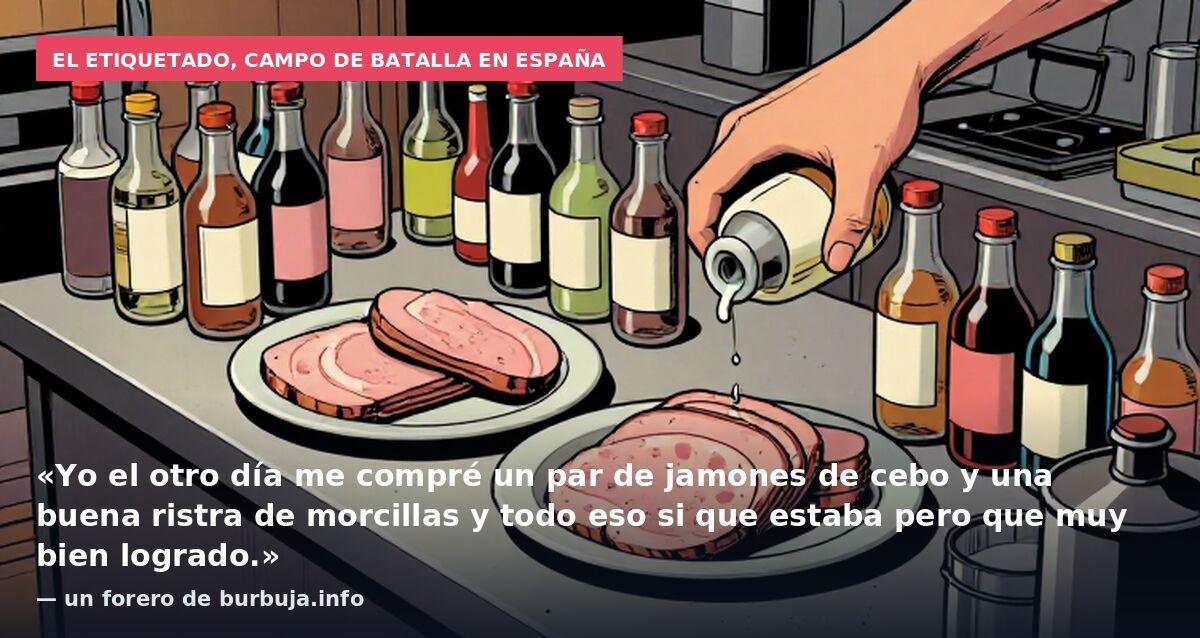 El etiquetado, campo de batalla en España: «Yo el otro día me compré un par de jamones de cebo y una buena ristra de morcillas y todo eso si que estaba pero que muy bien logrado.» — un forero de burbuja.info