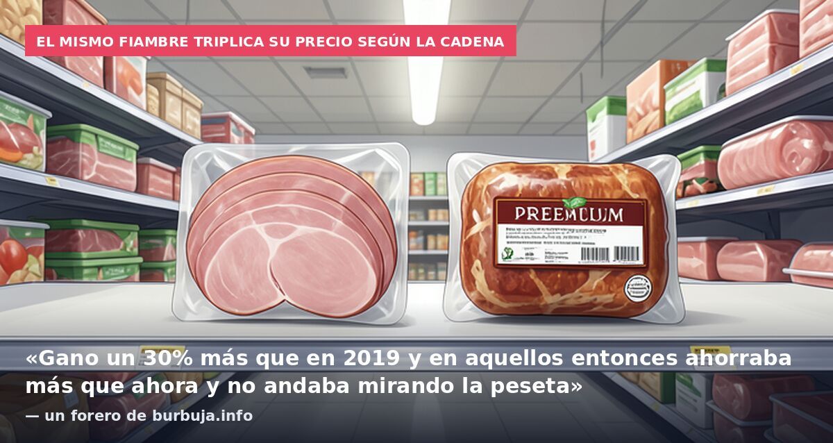 El mismo fiambre triplica su precio según la cadena: «Gano un 30% más que en 2019 y en aquellos entonces ahorraba más que ahora y no andaba mirando la peseta» — un forero de burbuja.info