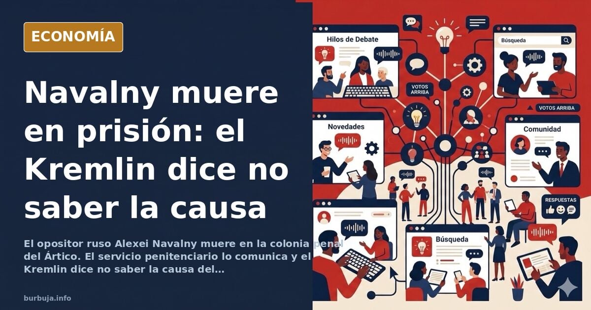 Ilustración editorial de una prisión en el Ártico ruso bajo un cielo nocturno, símbolo de la muerte de Navalny en prisión