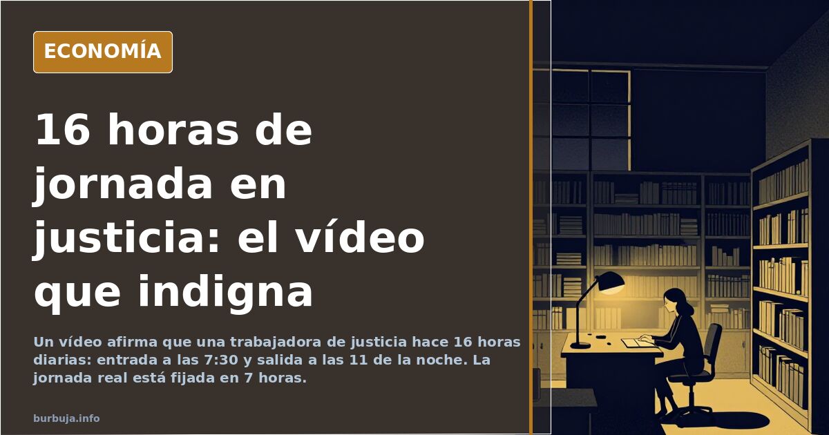 Ilustración editorial sobre la jornada laboral en la administración de justicia y el control horario de funcionarios