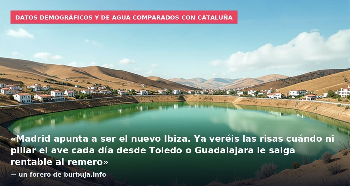 Datos demográficos y de agua comparados con Cataluña: «Madrid apunta a ser el nuevo Ibiza. Ya veréis las risas cuándo ni pillar el ave cada día desde Toledo o Guadalajara le salga rentable al remero» — un forero de burbuja.info