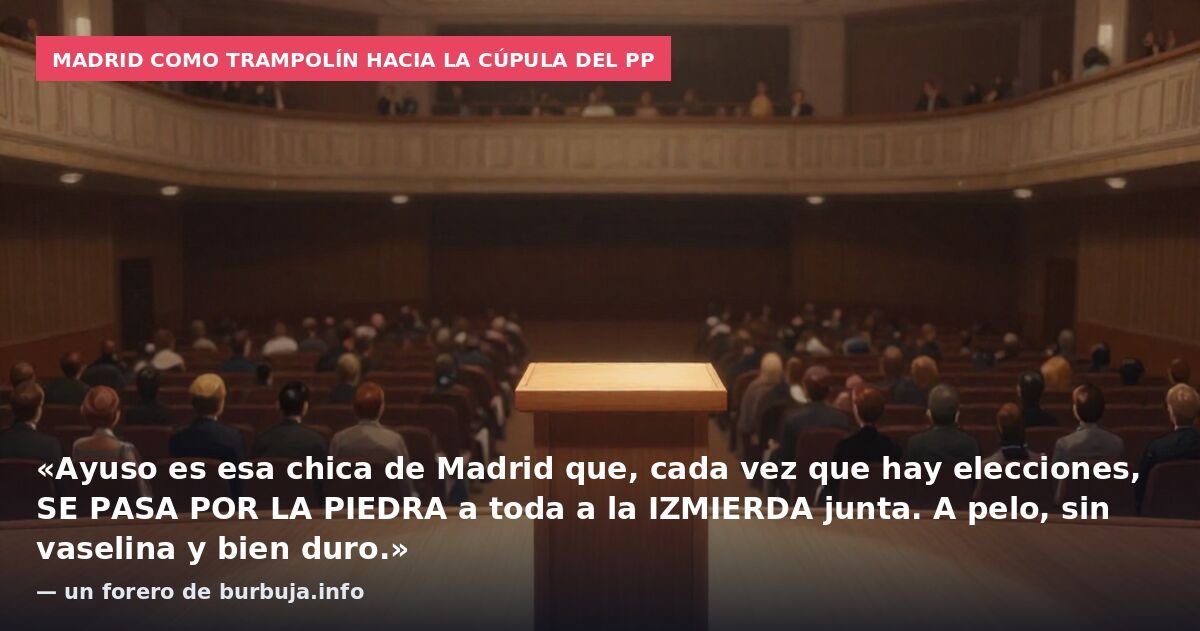 Madrid como trampolín hacia la cúpula del PP: «Ayuso es esa chica de Madrid que, cada vez que hay elecciones, SE PASA POR LA PIEDRA a toda a la IZMIERDA junta. A pelo, sin vaselina y bien duro.» — un forero de burbuja.info