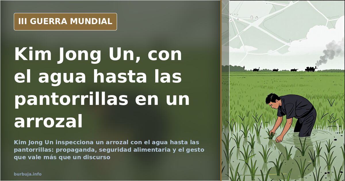 Kim Jong Un se mete en un arrozal y el agua le llega a las pantorrillas