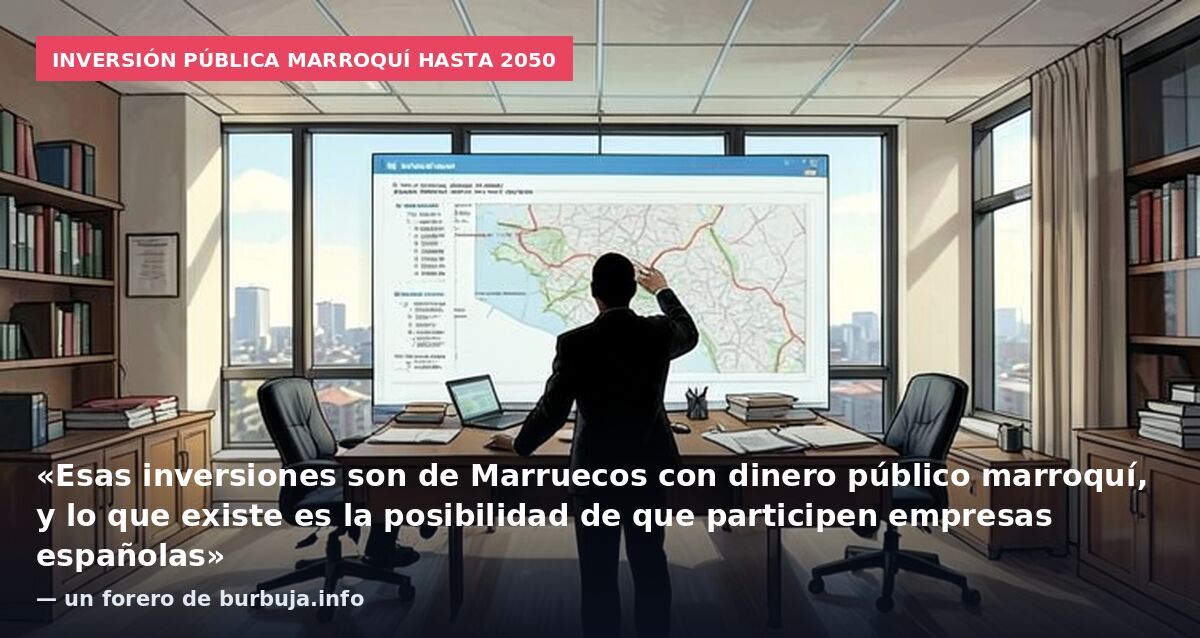 Inversión pública marroquí hasta 2050: «Esas inversiones son de Marruecos con dinero público marroquí, y lo que existe es la posibilidad de que participen empresas españolas» — un forero de burbuja.info