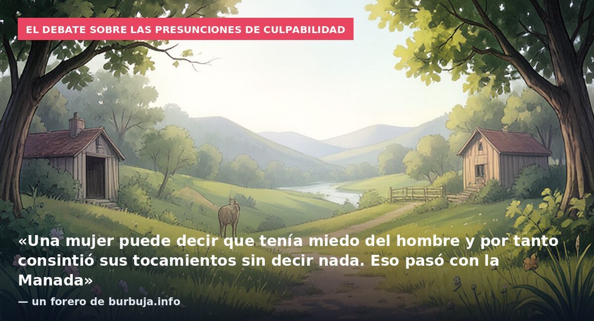 El debate sobre las presunciones de culpabilidad: «Una mujer puede decir que tenía miedo del hombre y por tanto consintió sus tocamientos sin decir nada. Eso pasó con la Manada» — un forero de burbuja.info