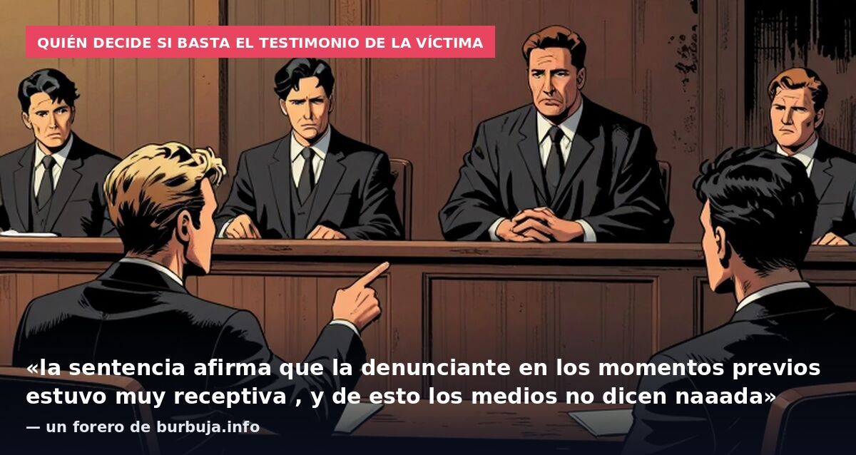 Quién decide si basta el testimonio de la víctima: «la sentencia afirma que la denunciante en los momentos previos estuvo muy receptiva , y de esto los medios no dicen naaada» — un forero de burbuja.info