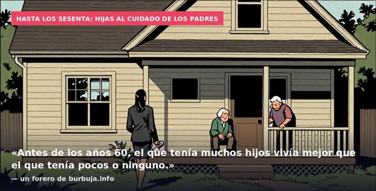 Hasta los sesenta: hijas al cuidado de los padres: «Antes de los años 60, el que tenía muchos hijos vivía mejor que el que tenía pocos o ninguno.» — un forero de burbuja.info