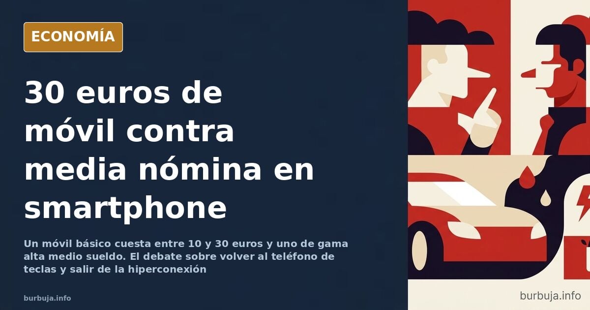 Teléfono móvil básico de teclas junto a un smartphone apagado sobre una mesa, contraste entre móvil básico y smartphone
