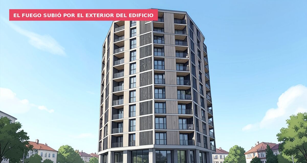 El fuego subió por el exterior del edificio