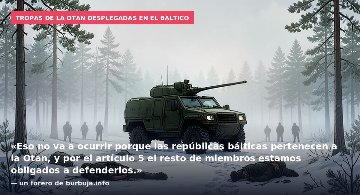 Tropas de la OTAN desplegadas en el Báltico: «Eso no va a ocurrir porque las repúblicas bálticas pertenecen a la Otan, y por el artículo 5 el resto de miembros estamos obligados a defenderlos.» — un forero de burbuja.info