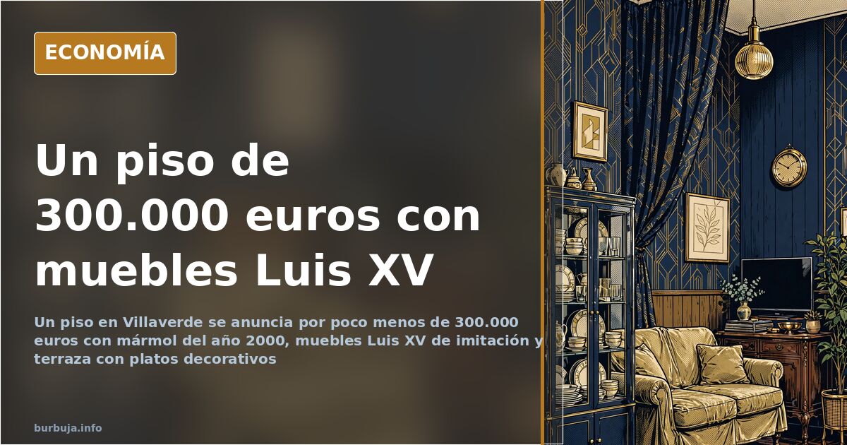 Salón de un piso pacocó en venta en Villaverde con parqué, televisor de plasma sobre mesa Luis XIV y sofá con fundas rosas