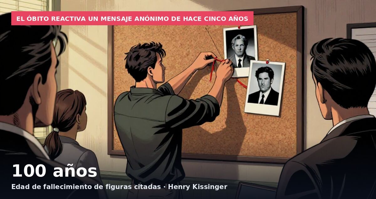 El óbito reactiva un mensaje anónimo de hace cinco años: 100 años Edad de fallecimiento de figuras citadas · Henry Kissinger