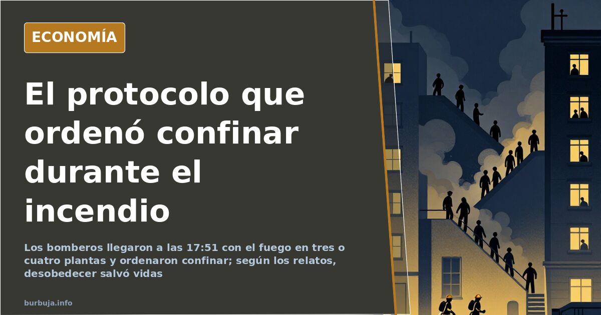 Fachada calcinada de un bloque de viviendas en el incendio de Valencia mientras los vecinos observan desde la calle