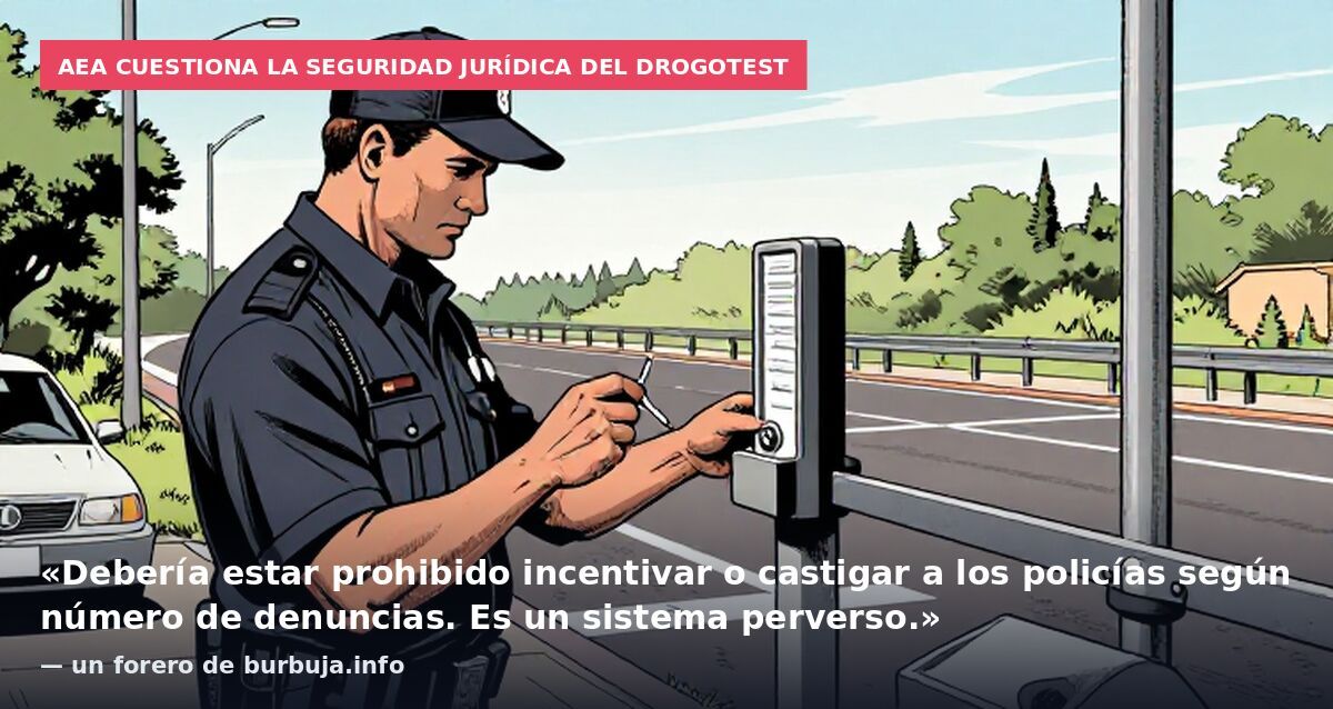 AEA cuestiona la seguridad jurídica del drogotest: «Debería estar prohibido incentivar o castigar a los policías según número de denuncias. Es un sistema perverso.» — un forero de burbuja.info