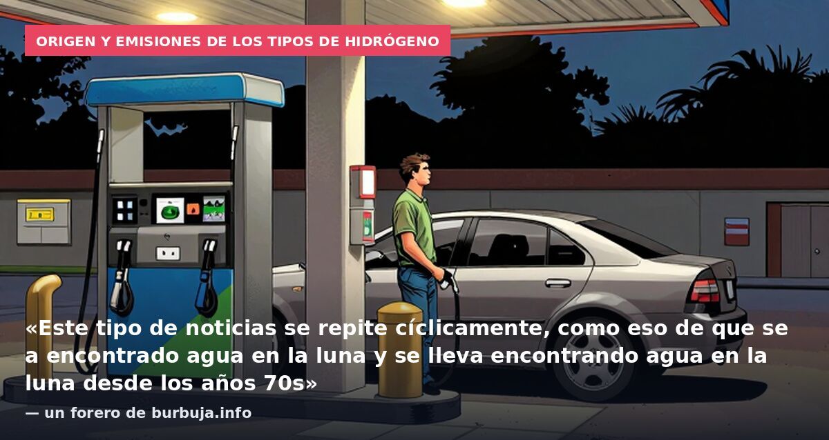 Origen y emisiones de los tipos de hidrógeno: «Este tipo de noticias se repite cíclicamente, como eso de que se a encontrado agua en la luna y se lleva encontrando agua en la luna desde los años 70s» — un forero de burbuja.info